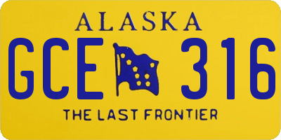 AK license plate GCE316