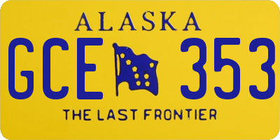 AK license plate GCE353