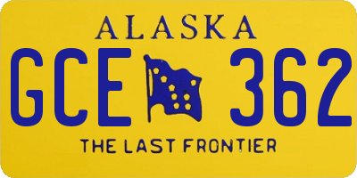 AK license plate GCE362