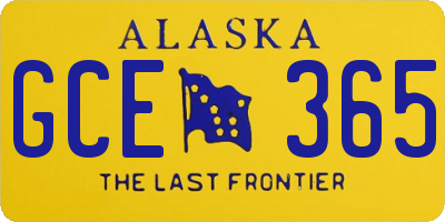 AK license plate GCE365