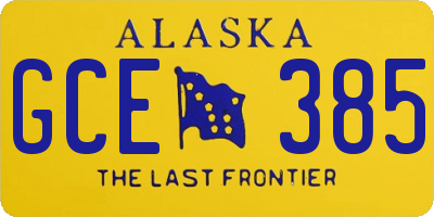 AK license plate GCE385
