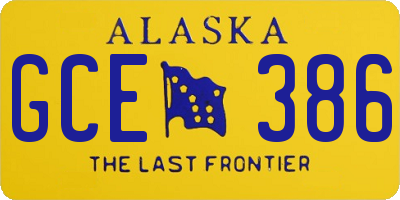 AK license plate GCE386