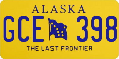 AK license plate GCE398