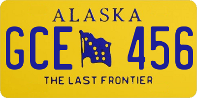 AK license plate GCE456