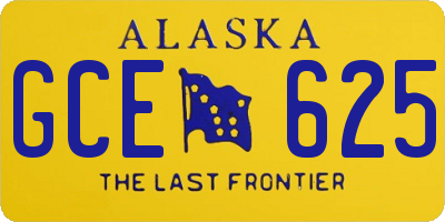 AK license plate GCE625