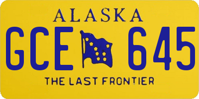 AK license plate GCE645
