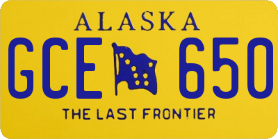 AK license plate GCE650