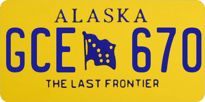AK license plate GCE670
