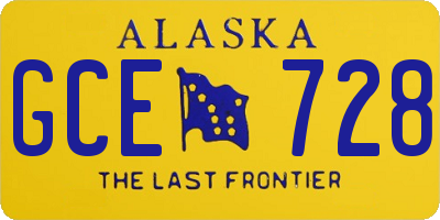 AK license plate GCE728