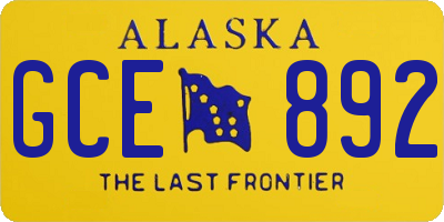AK license plate GCE892