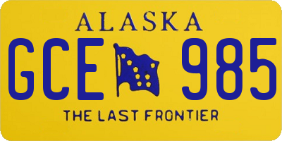 AK license plate GCE985