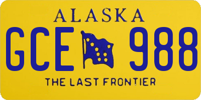 AK license plate GCE988