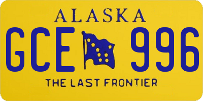 AK license plate GCE996