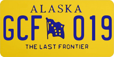 AK license plate GCF019