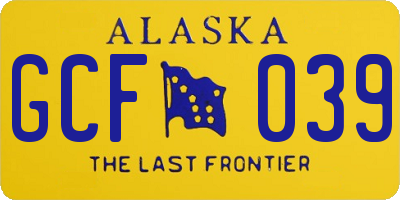 AK license plate GCF039