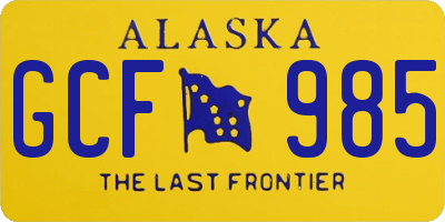 AK license plate GCF985