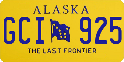 AK license plate GCI925