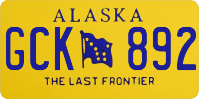 AK license plate GCK892