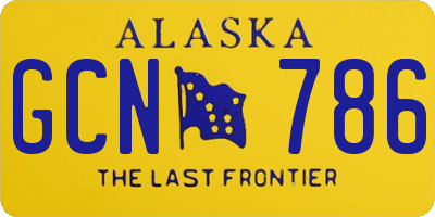 AK license plate GCN786