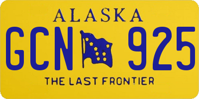 AK license plate GCN925