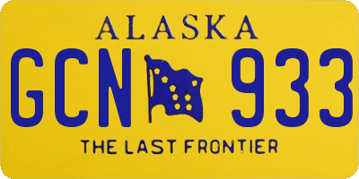 AK license plate GCN933