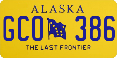 AK license plate GCO386