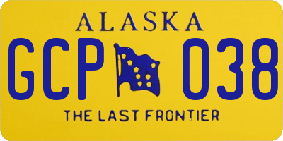 AK license plate GCP038