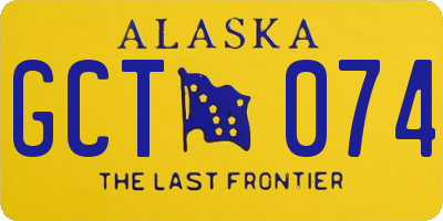 AK license plate GCT074