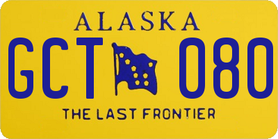 AK license plate GCT080