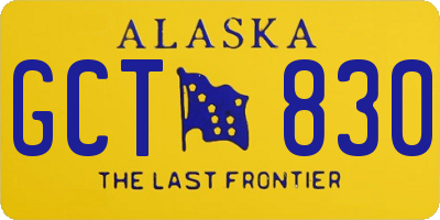 AK license plate GCT830