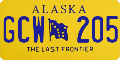 AK license plate GCW205