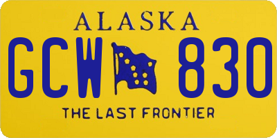 AK license plate GCW830