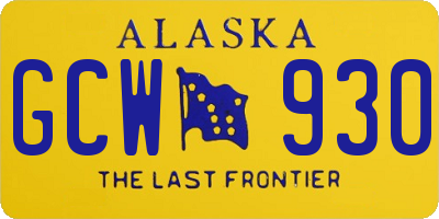 AK license plate GCW930
