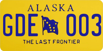 AK license plate GDE003