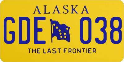 AK license plate GDE038