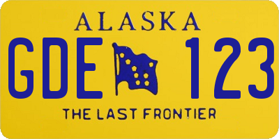 AK license plate GDE123