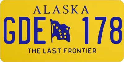 AK license plate GDE178