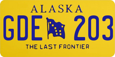 AK license plate GDE203