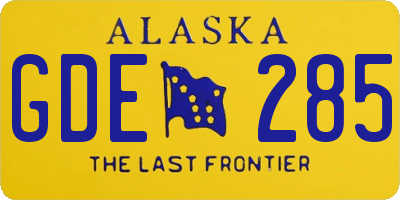 AK license plate GDE285