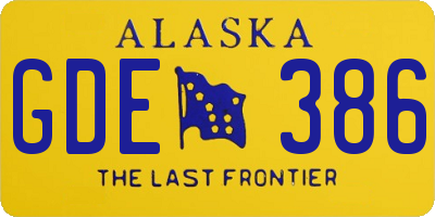 AK license plate GDE386