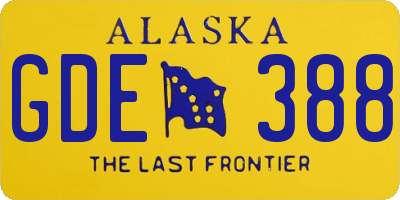 AK license plate GDE388