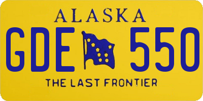 AK license plate GDE550