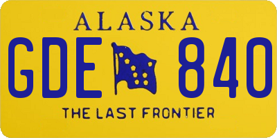AK license plate GDE840