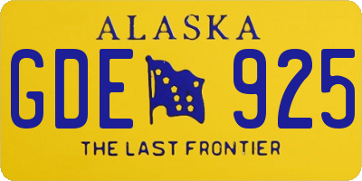AK license plate GDE925