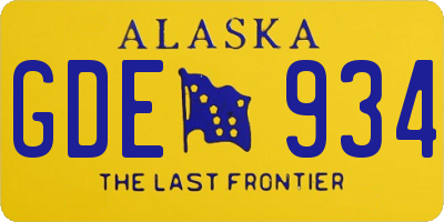 AK license plate GDE934