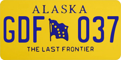 AK license plate GDF037