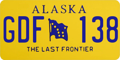 AK license plate GDF138