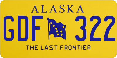 AK license plate GDF322