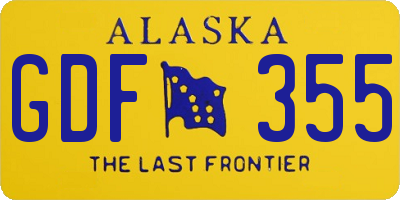 AK license plate GDF355