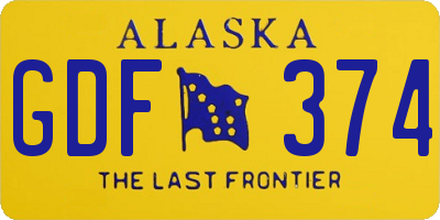 AK license plate GDF374